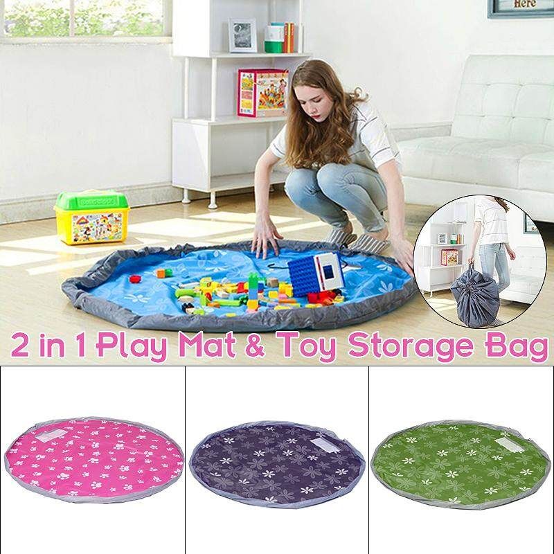 150cm Portable Kids Toy Storage Bag Play Mat Children Toys Organizer Practical Storage Bags Pink