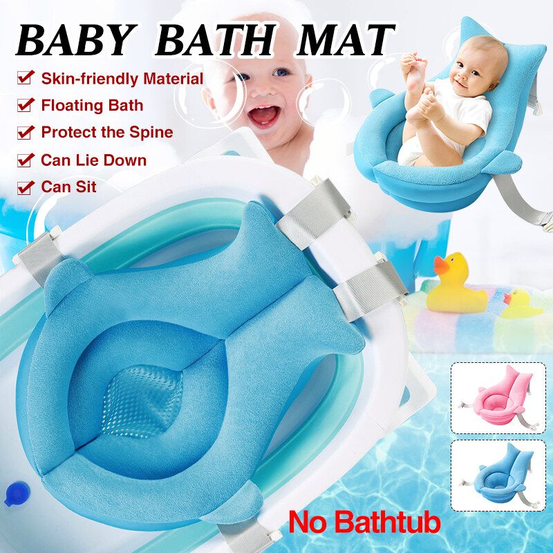 Baby Shower Mat Bed Bath Net Newborn Bath Cushion Non-slip Sponge Shower Seat Blue