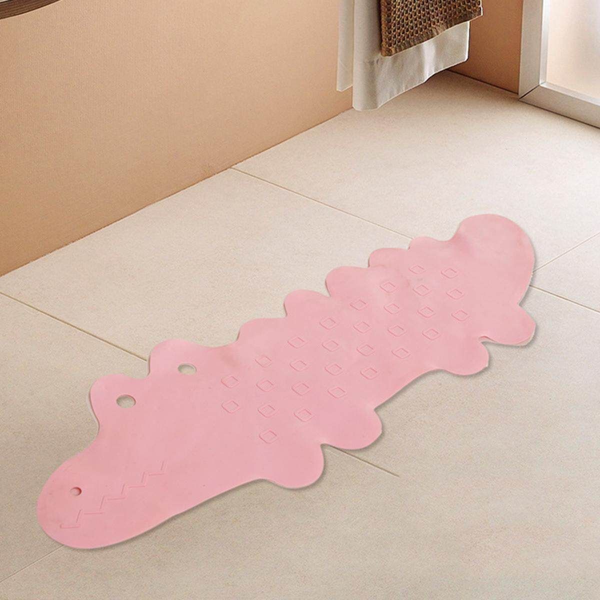 [95x34.5cm] Bathroom Non-Slip Long Bath Shower Tub Mat Pad Strong Suction Grip Design Safe(Blue, Yellow, Pink, Green) Pink