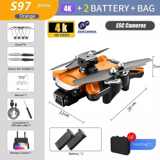 2022 New S97 Drone FPV 4k HD WiFi Dual Camera Obstacle Avoidance PDrone With 2 Batteries