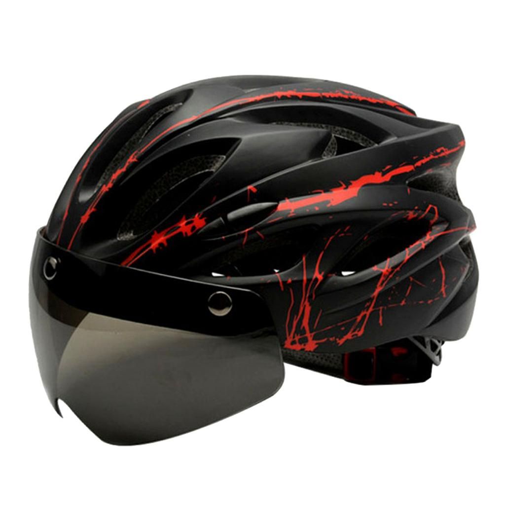 PC Shell Bike   Road   Safety Crash Hat  W/  - Black Red
