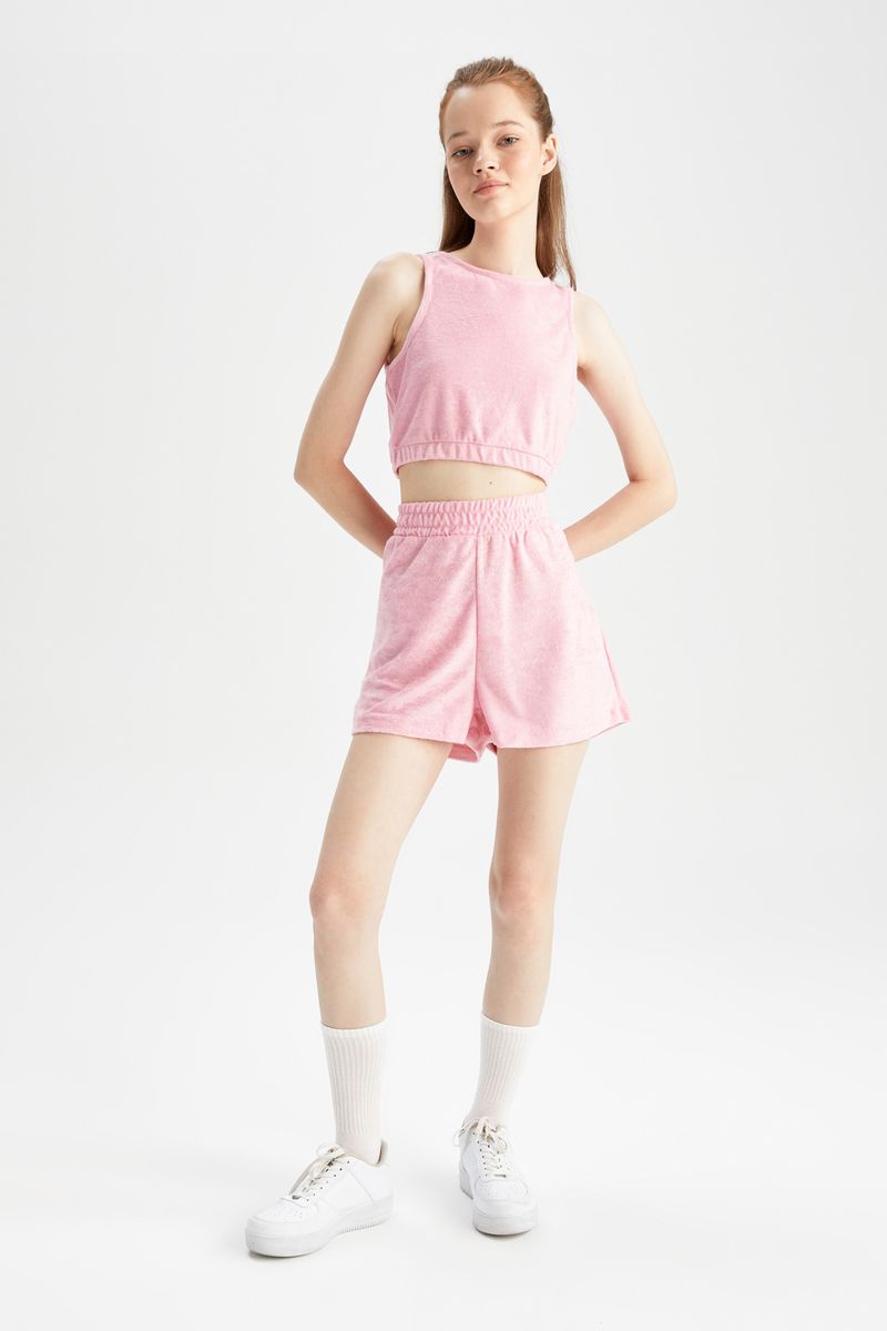 Woman Regular Fit Knitted Short-Pink