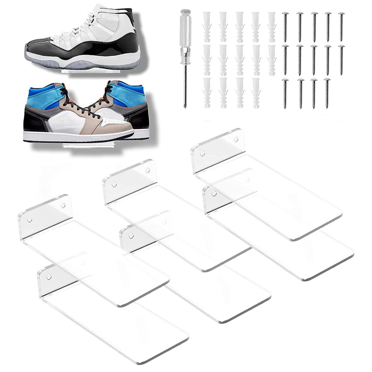 6 Pack Floating Shoe Display,Shelves Wall Mount Levitating