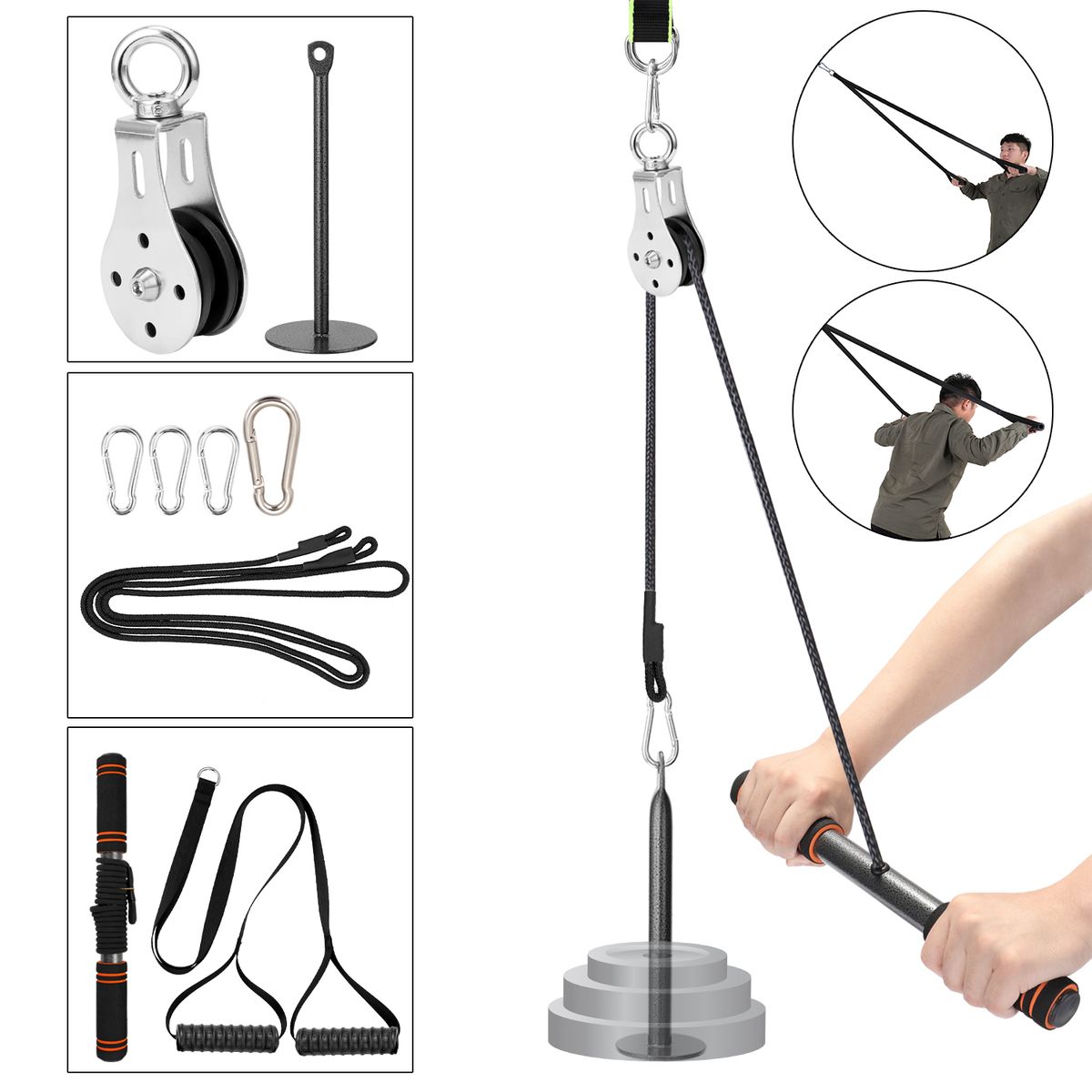 Home Gym Fitness DIY Pulley Cable Machine Attachment System Lifting Arm Hand