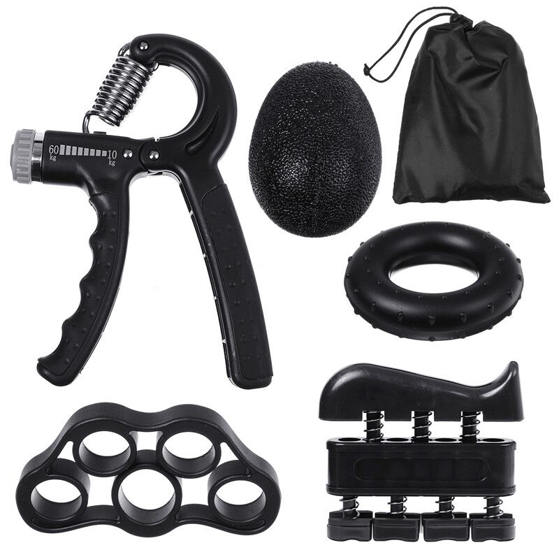 6Pcs/Set Hand Grip Gripper Trainer Countable Training Handshake Tool Adjustable 5-60kg Fitness Wrist Strength Squeezer Finger Strengthener Arm Gym Muscle Black