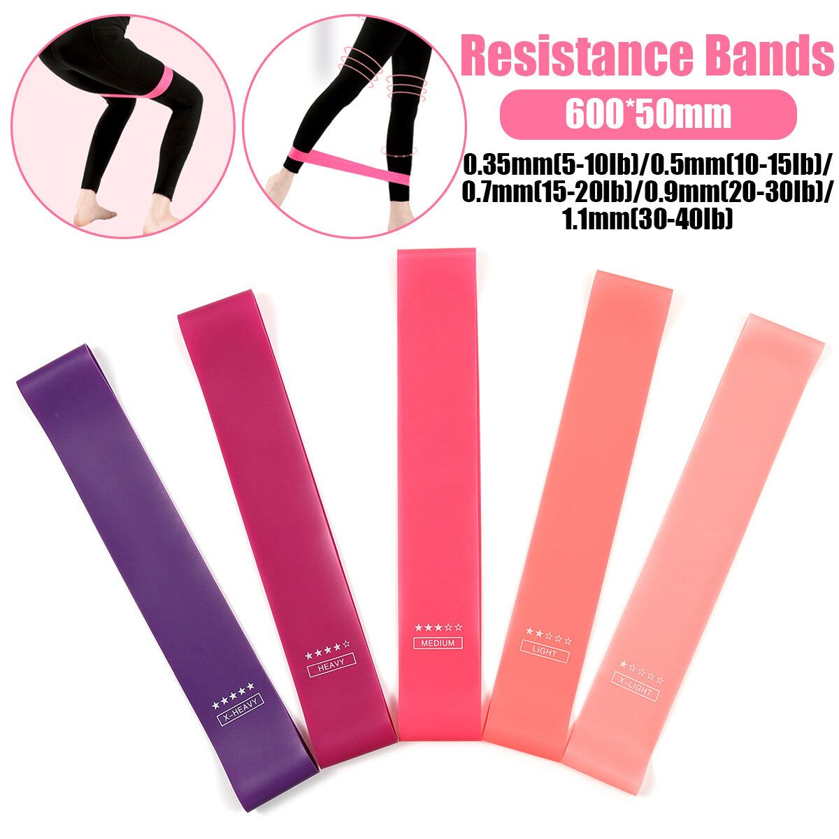 Latex Resistance Bands Strength Training Exercise Fitness Home Yoga 600*50mm Purple(1Pc)