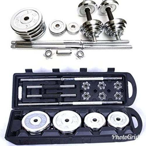 50KG Boxed Chrome Multi Purpose Barbell With Dumbbell Set