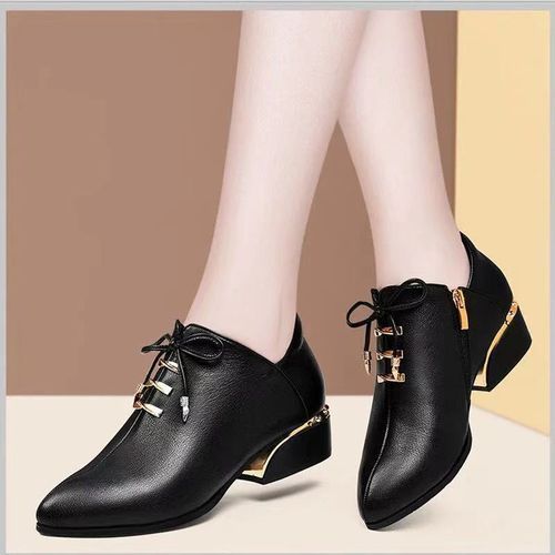 Women's Fashion Business Work Casual Leather Shoes-Black