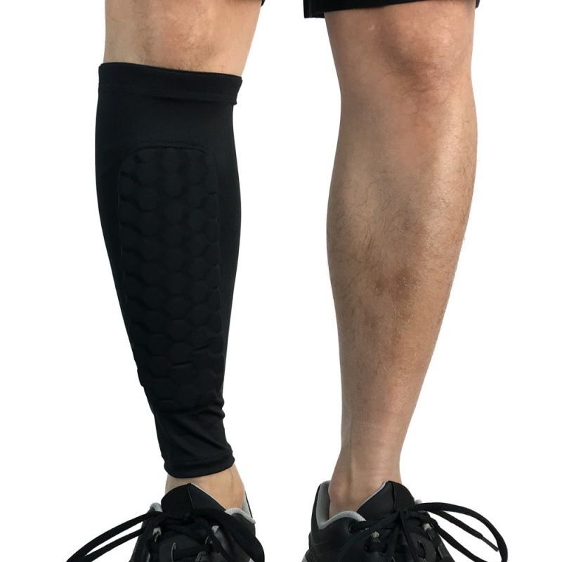 1pcsFootball Shin Guards Protective Soccer Pads Holders Leg Sleeves Basketball Training Sports Protector Gear Adult Teenager-Black