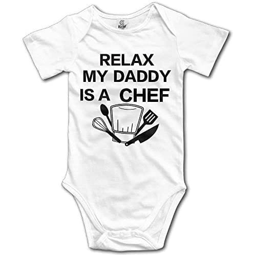 Relax My Daddy Is A Chef Baby Onesie Unisex Bodysuit - White