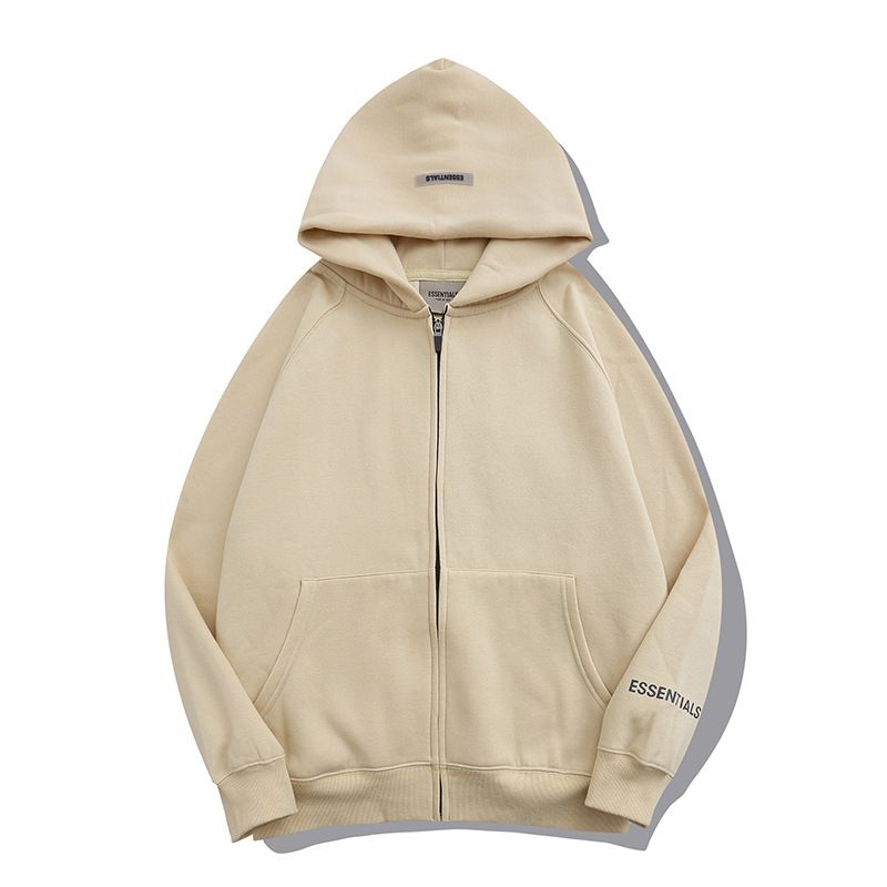 Beige-Couple ESSENTIALS Hoodies Woman Fleece Loose Autumn Cardigan Sweaters Men Fashion