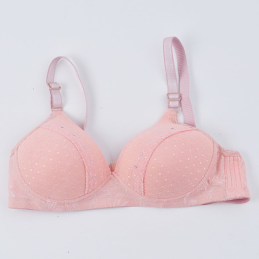 Chuns Women Lace Embroidered Sexy Padded Bra - Pink