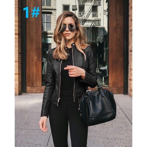 Women Coat Jacket Ladies Zipper Blazers Motorcycle Leather
