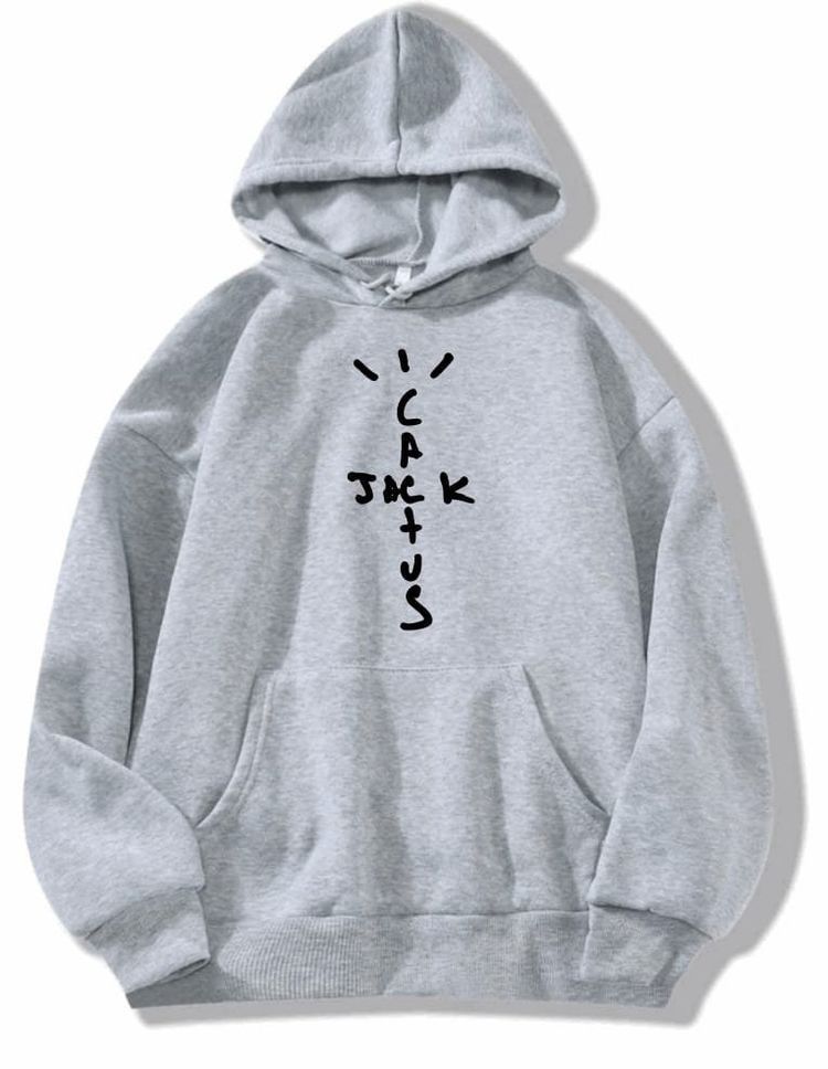 Jack Cactus Printed Hoodie Grey