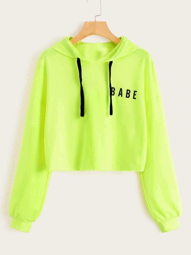 The Babe Croptop Hoodie Lemon