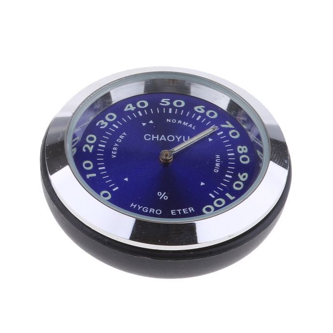Car Dashboard Small Round Decoration Hygrometer Clock For Home Blue