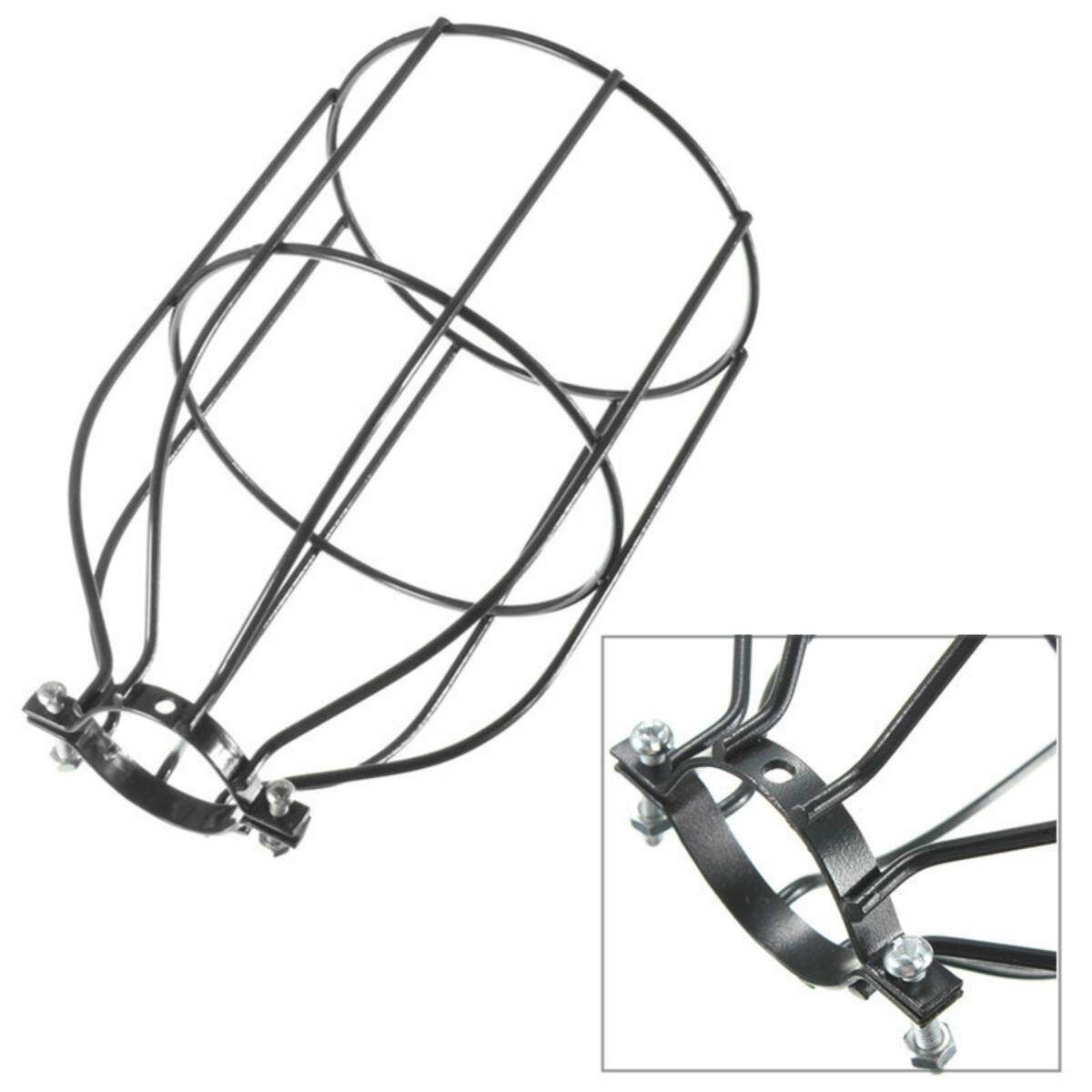 E27 Industrial Vintage Bulb Wire Cage Clamp On Metal Lamp Guard Light Lampshade Black