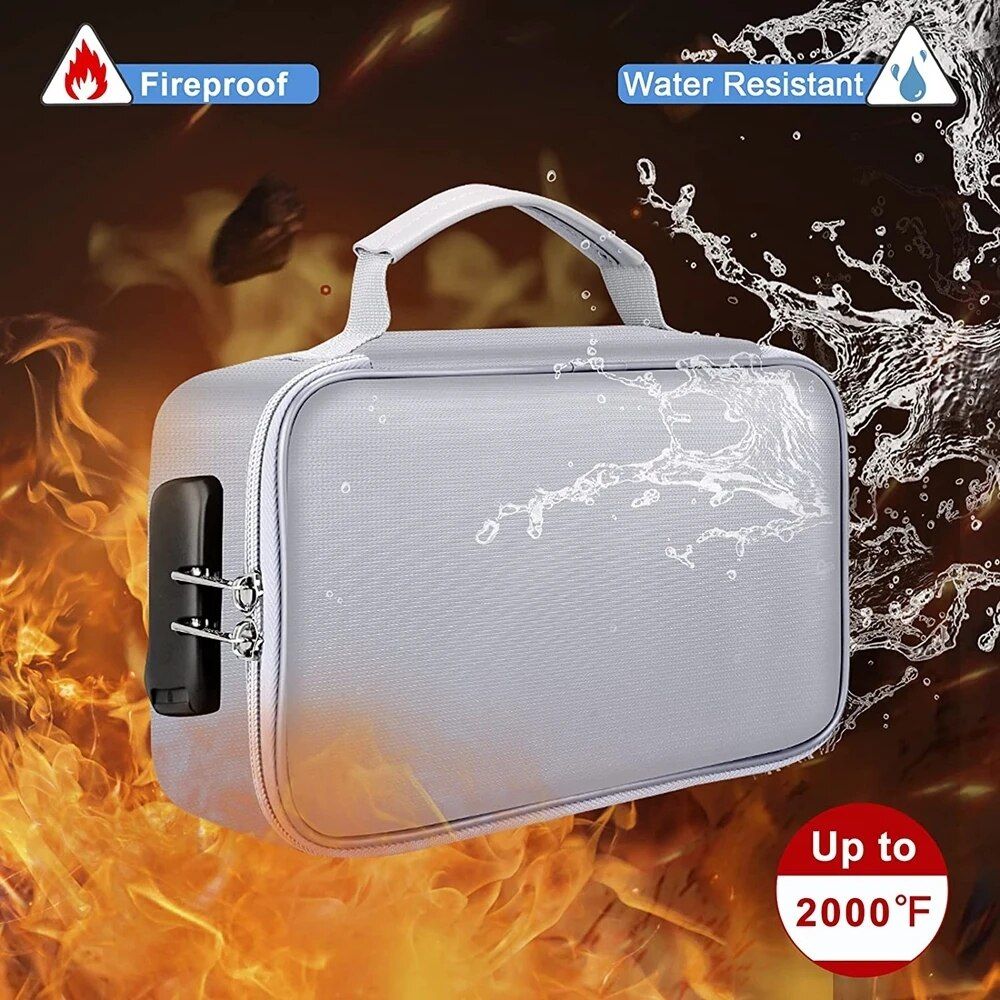 Fireproof Bags Waterproof Cash Safe Coin Organizer Bag Set Doent Storage For Valuables-Currency Keys Card Passport Home Safe