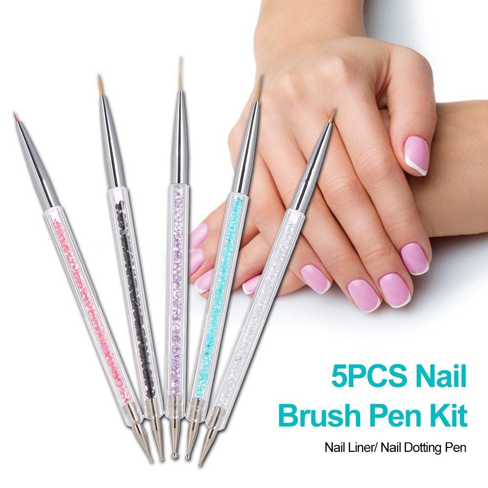 5 PCS Nail Art Liner Pen UV Painting Nail Design Brush Pen Nail Dotting Drawing Pen 5//7/9/11/13mm