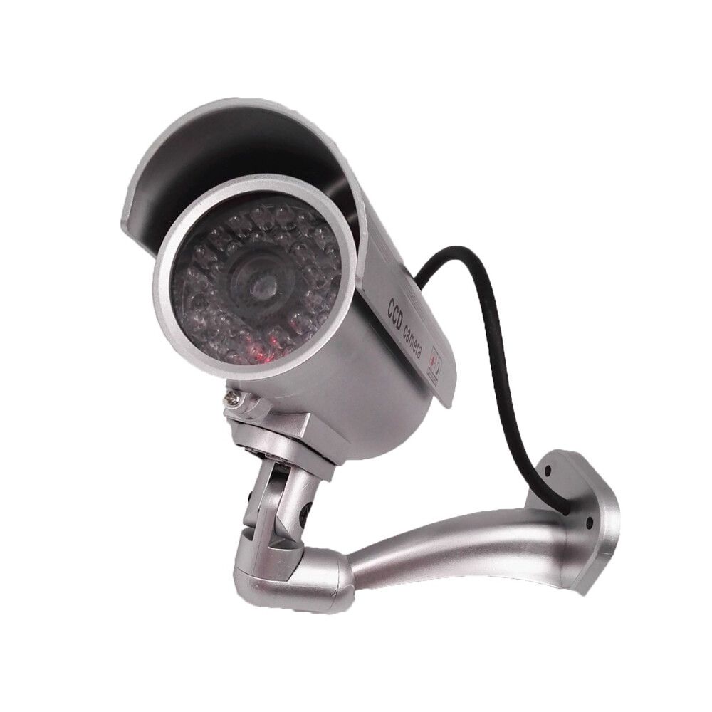 High-simulation Camera Waterproof Dummy CCTV CCD Bullet Camera With Flashing LED Light For Outdoor Or Indoor Looking Simulation Camera For Security Silver