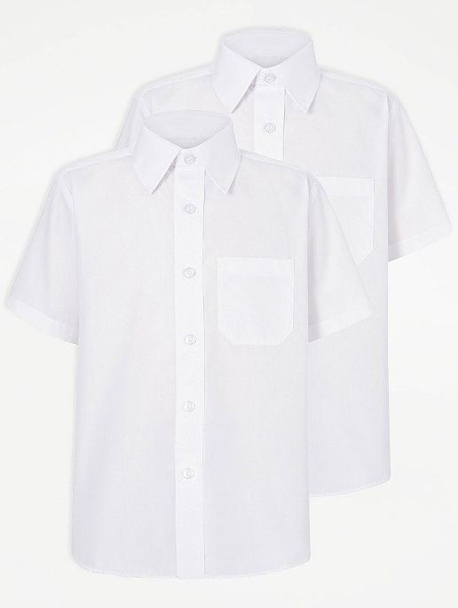 Boys White Short Sleeve School Shirt 2 Pack