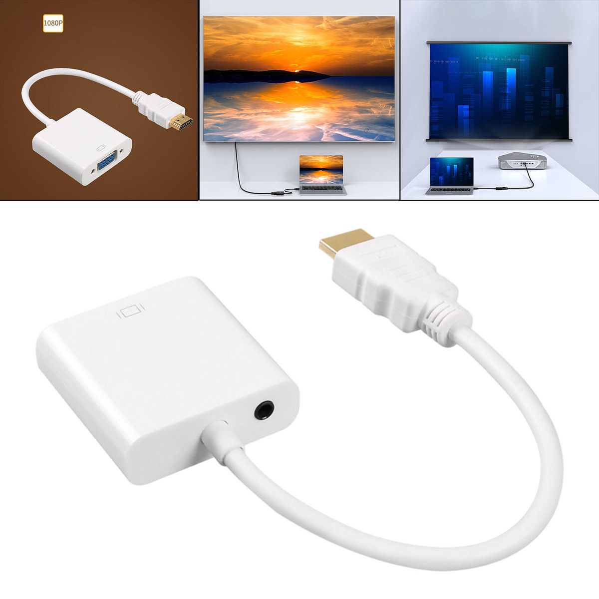Cable To VGA Video Cable  White With Audio