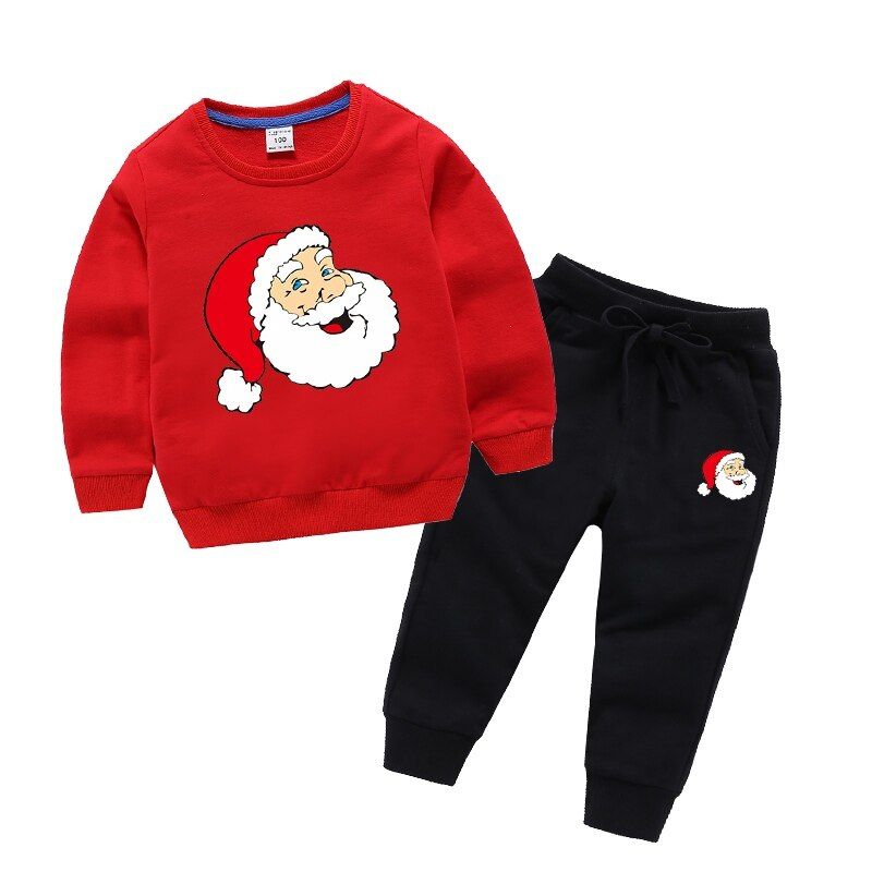 Christmas Clothes Boys Girls Christmas Set Long Pullovers Sports Pants For Spring Autumn Boys Hoodies 2 3 4 5 6 7 8 Years Old WT(#C2)