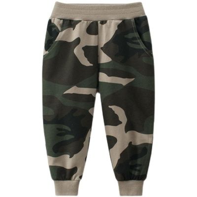 100% Cotton Kids Boys Casual Print Pants-Khaki