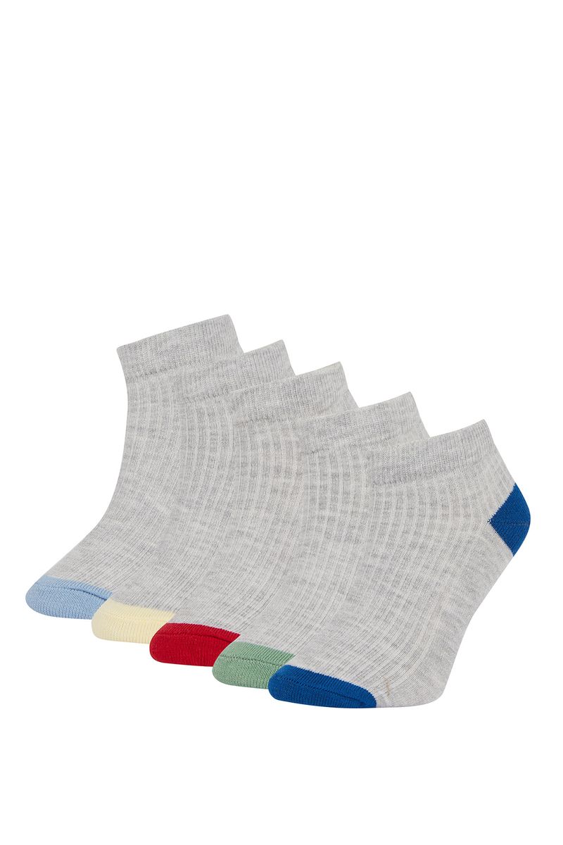 5 Piece Boy Casual Low Cut Socks - Grey