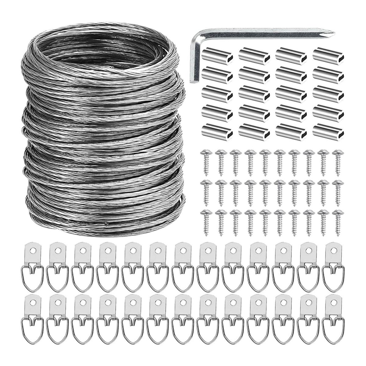 100 Pcs Picture Hanging Wire Kit 100 Feet Heavy Duty Wire Picture Hanging for Photo Mirror Frame Artwork