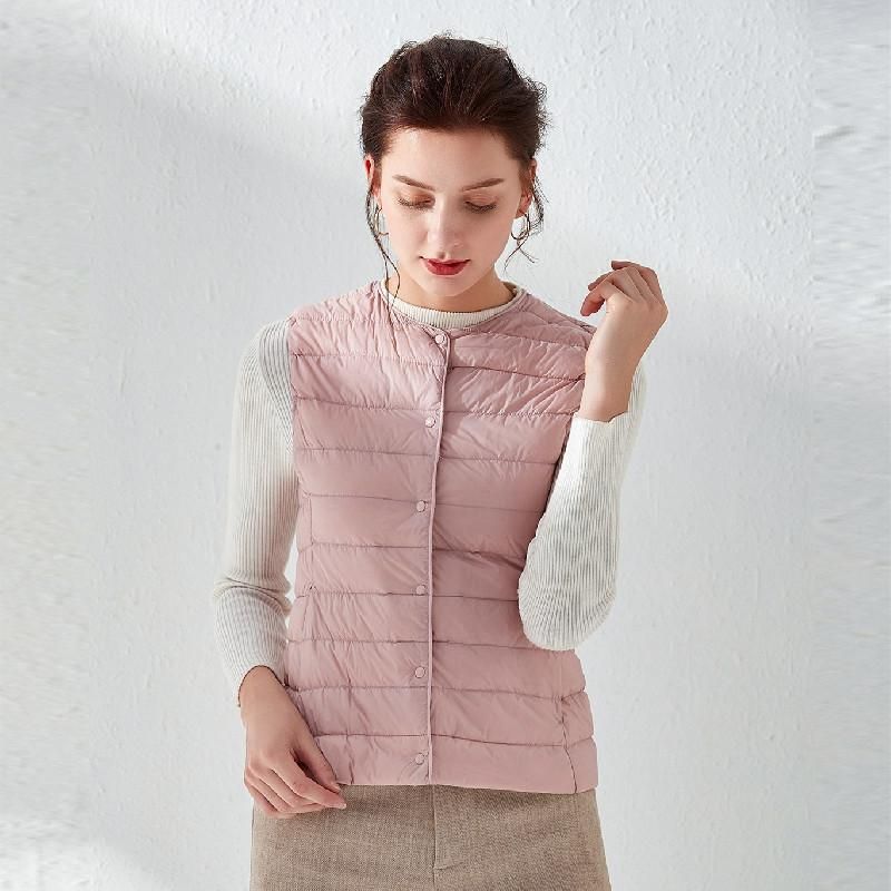 Handong Siyu 2022 Women's Women's Round Neck V-Neck Lightweight Garden Ribbon Down Coat Tank Top