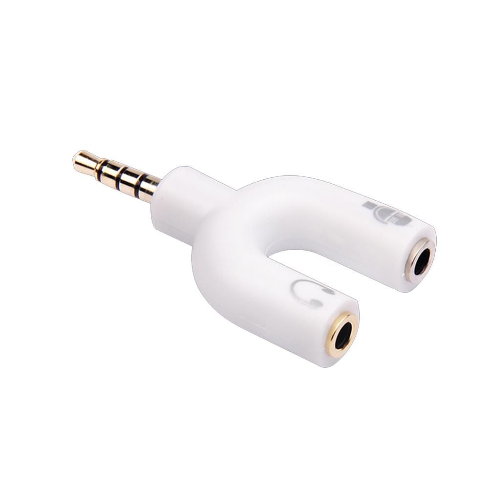2 in 1 3.5mm Male to Female Jack Microphone Audio-White