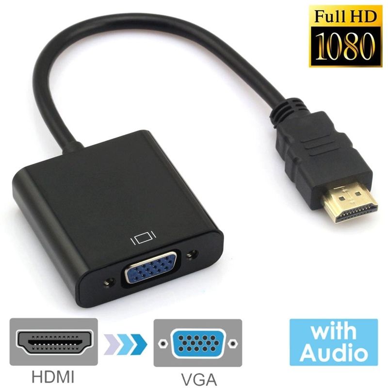 24cm Full HD 1080P HDMI To VGA + Audio Output Cable For Computer / DVD / Digital Set-top Box / Laptop / Mobile Phone / Media Player(Black)