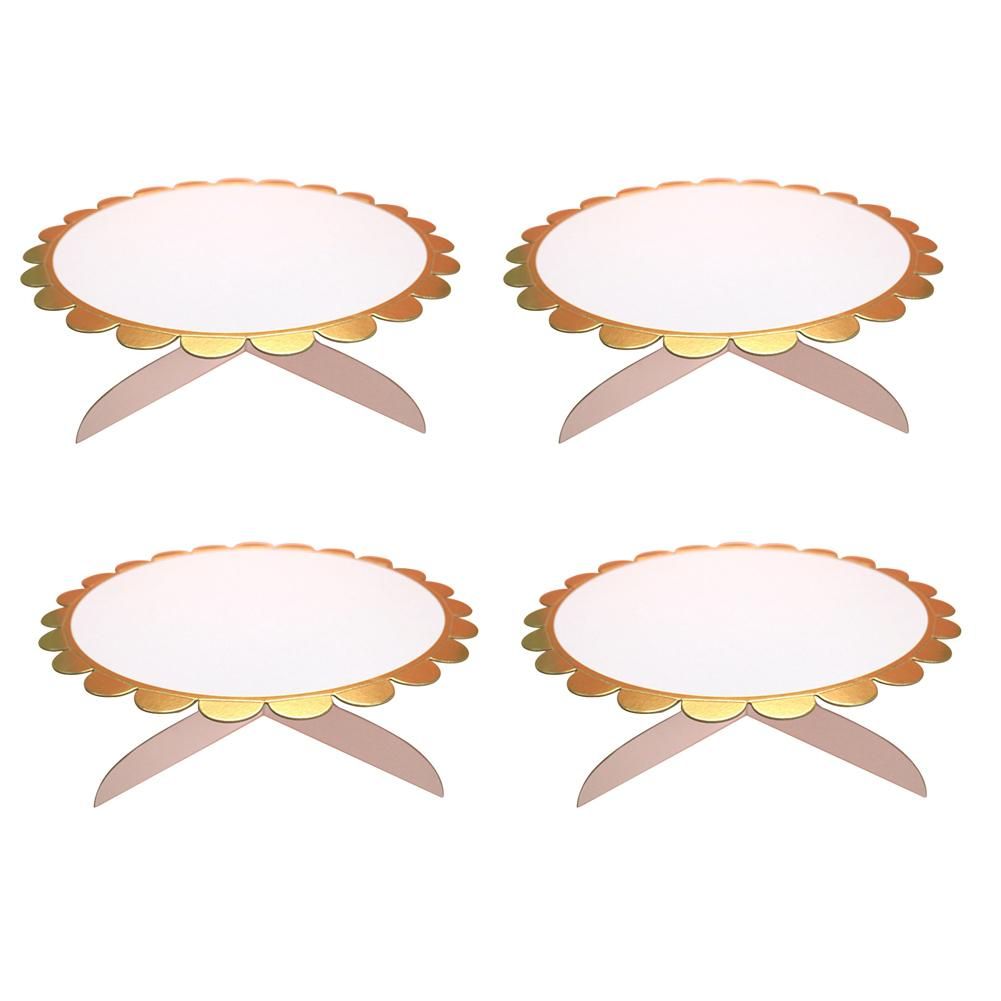 4Pcs Paper Cake Tray Flower Shape Single Layer Dessert