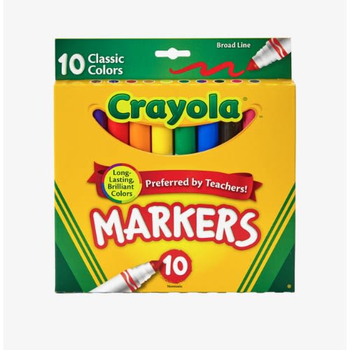 Original Broad Line Markers, Assorted Classic Colours- 10ct