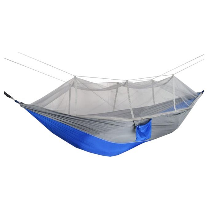 Camping Hammock With Net Hanging Sleeping Bed Mosquito Net Blue Gray