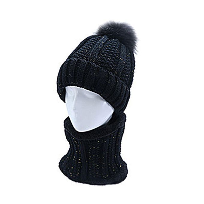 Women Autumn Winter Warm Cold-proof Outdoor Scarf-Black