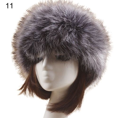 Women Hat Solid Color Faux Fur Headwear Brimless Empty Top-