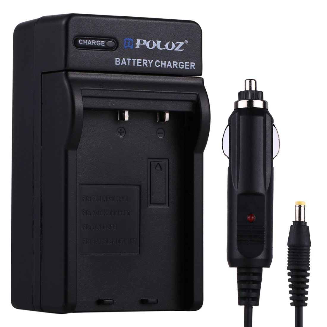PULUZ Digital Camera Battery Car Charger For Fujifilm NP-60 / NP-30, Kodak K5000 / K5001, Olympus LI-20B, Samsung SLB-1037 / 1137 Battery