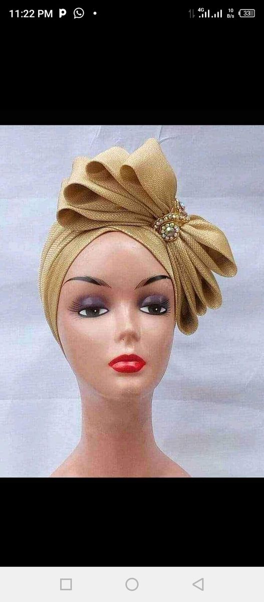 Ladies Turban Cap  - Gold