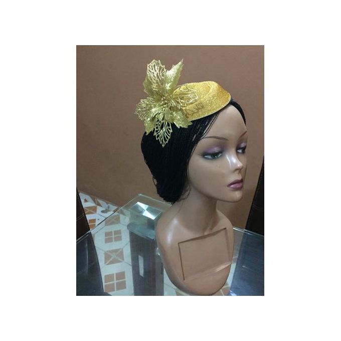 Flower Embellished Gold Fascinator