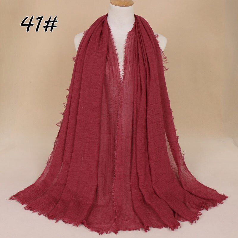 87 Color Women Muslim Crinkle Hijab Scarf Wrinkle Bubble Cotton Viscose Scarves Islamic Hijab Shawls And Wraps Wholesale(#41) GAO