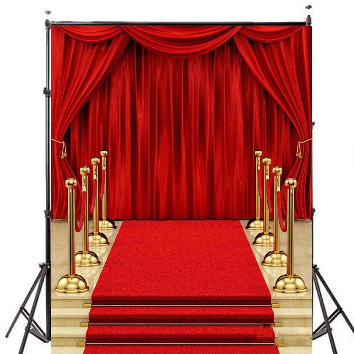 5x7FT Vinyl Red Carpet Curtain Backdrop Photography Background Photo Studio Prop