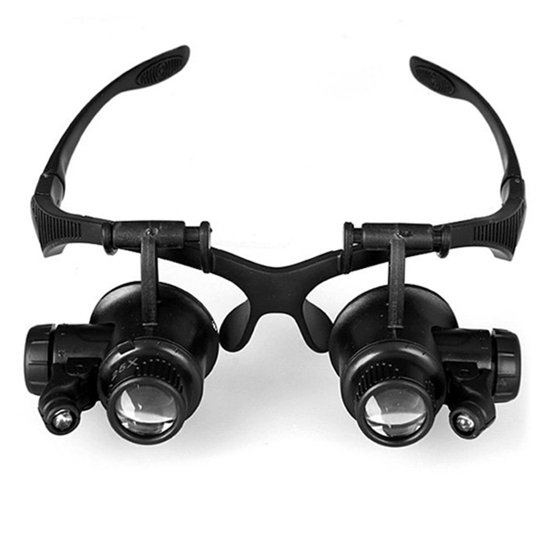 Double Eye Gles Lens Jeweler Watch Repair Head Magnifier With 2 LED Lights