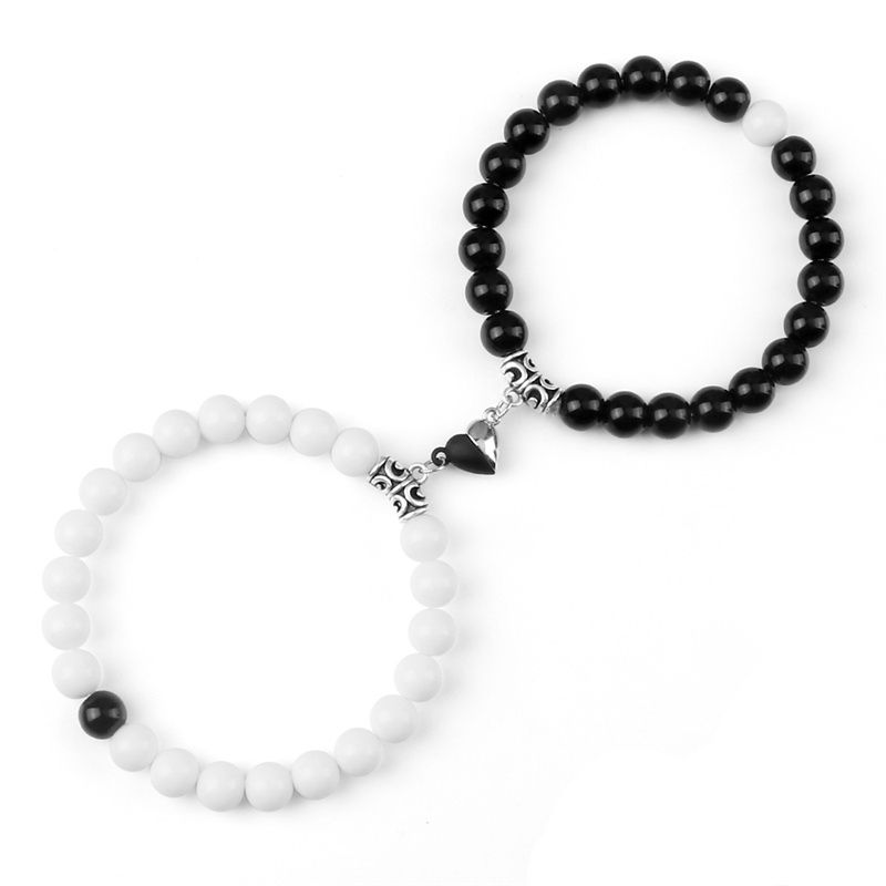 Yin Yang Heart Magnet Couple Let 2pcs/set 8mm Natural Stone Beads Friendship