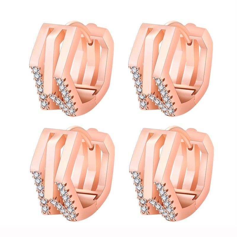 2 Pairs K22 Women Geometric Cutout Diamond Ear Buckles