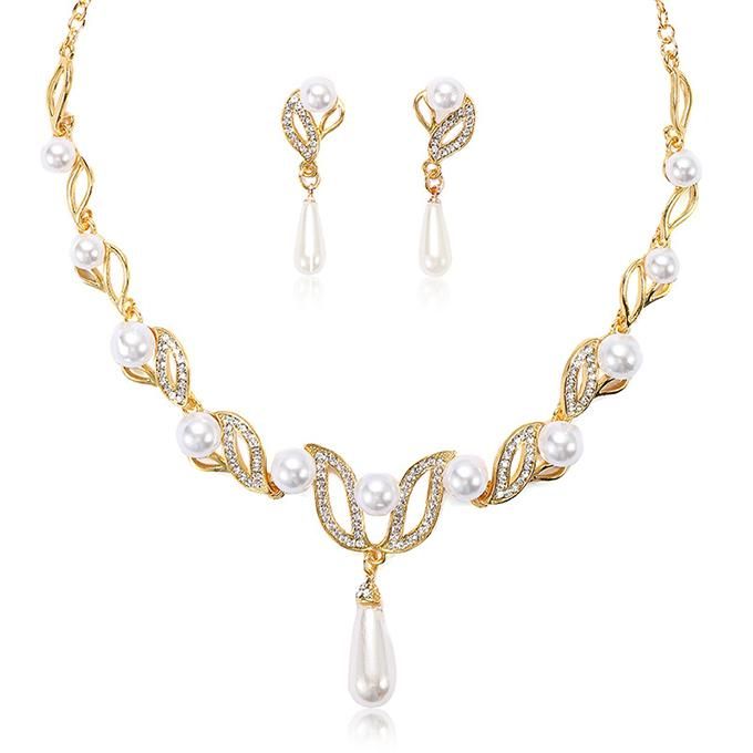 1Set Pearl Necklace Earrings Bridal Jewelry Sets Lady Jewelry