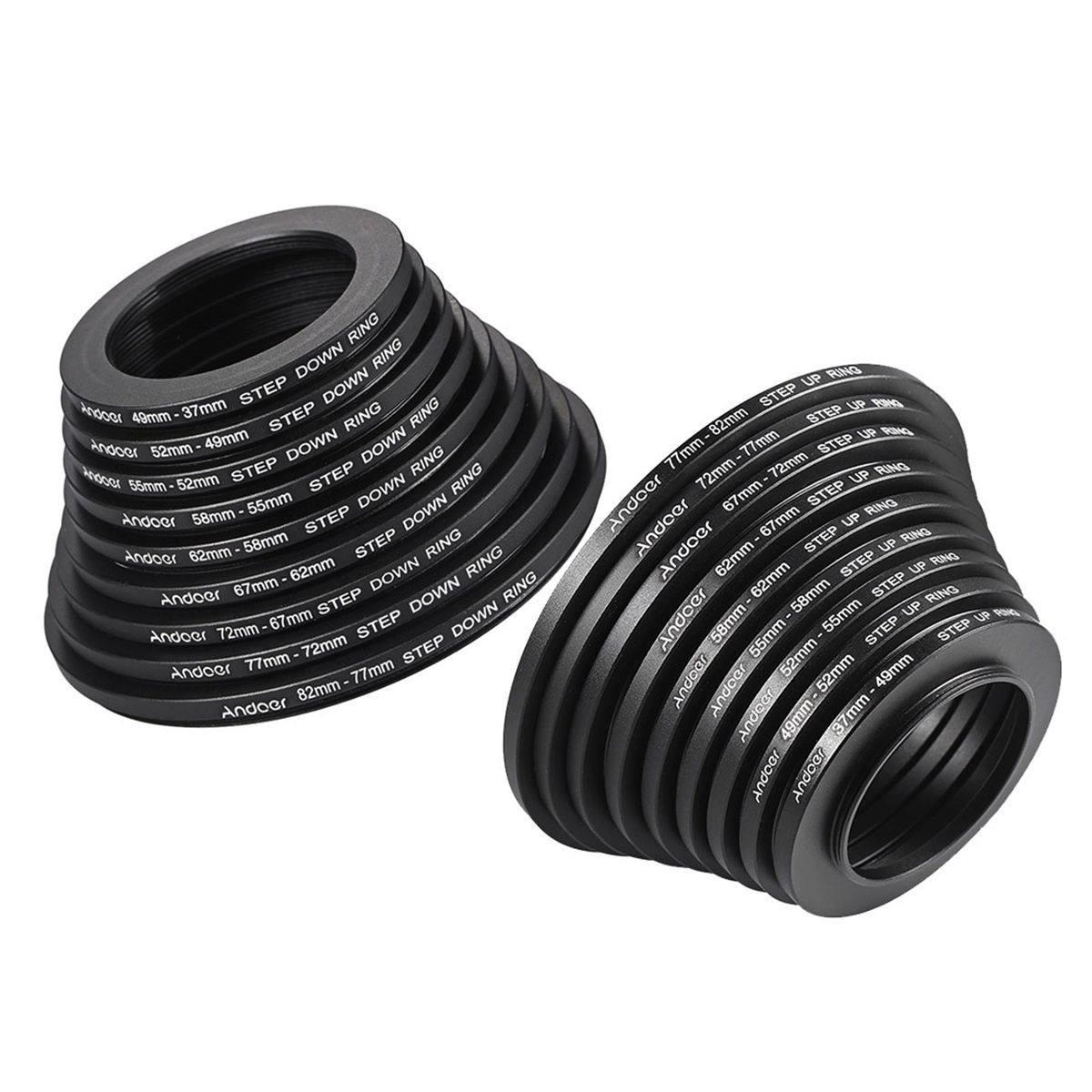 18pcs 37-49-52-55-58-62-67-72-77-82mm Step Up / Step