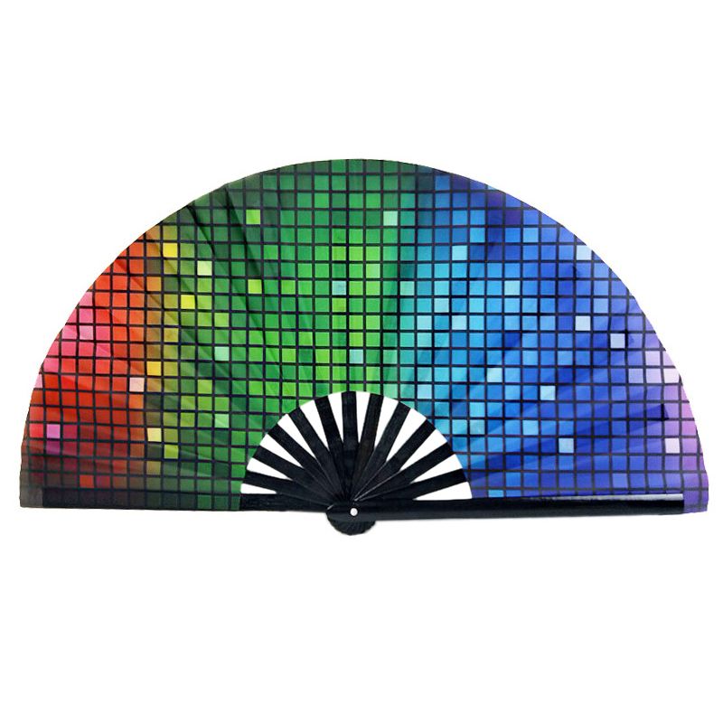 Bone Kung Large Fu Fan Bamboo Carnival Fan Fan Supplies Folding Festival Satin Fan Printing Hand Party