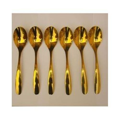 Set Of 6 Gold Plated Stainless Steel Tablespoons